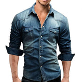 Solid Slim Fit Long Sleeve Shirt - Stylish Men's Fashion Brand - Himpall